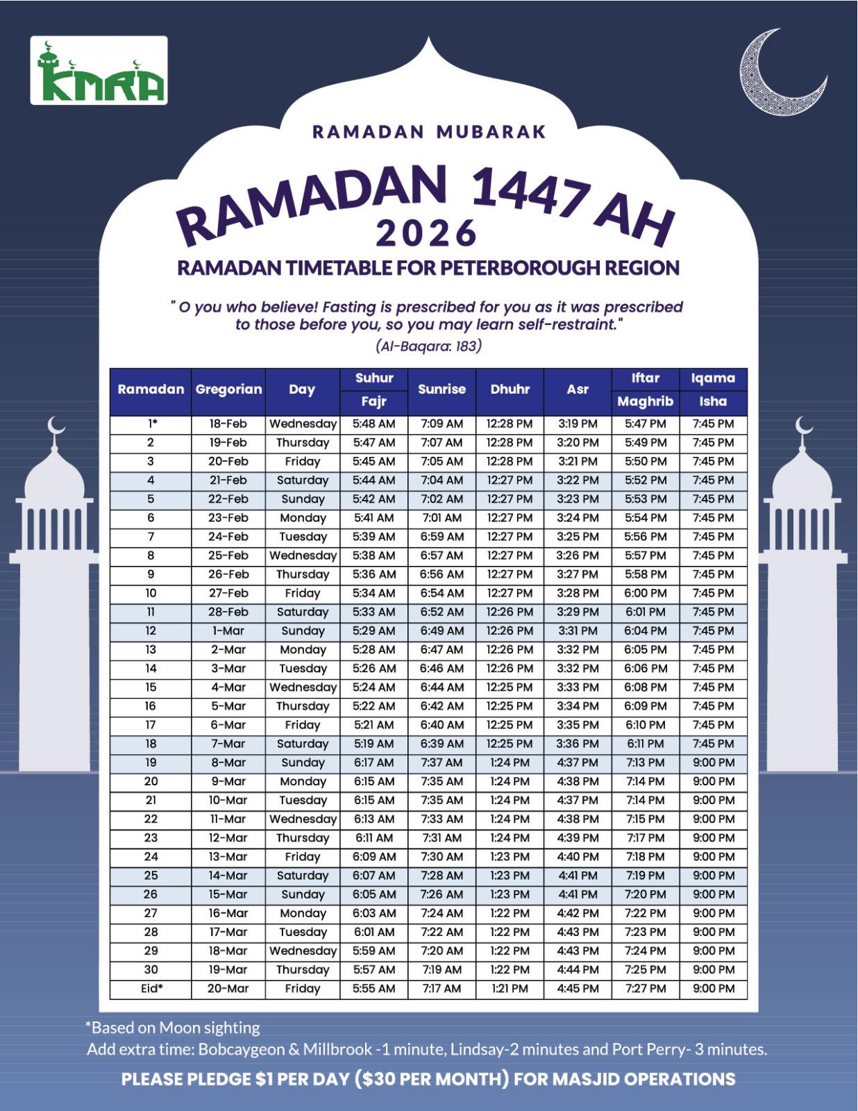 RAMADAN CALENDER 1447 AH - 2026