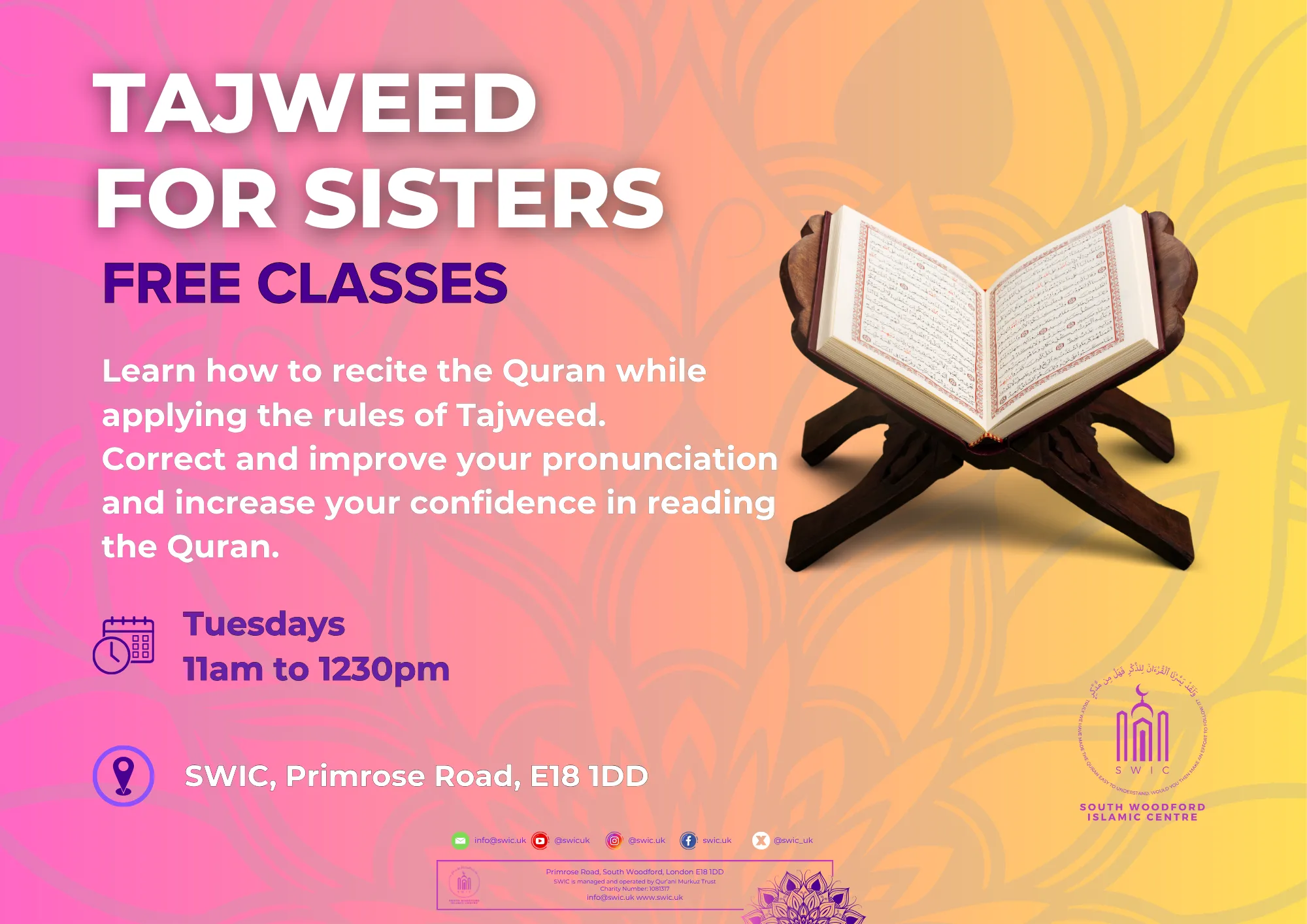 SWIC Tajweed Class - Sisters Only - Every Tuesday