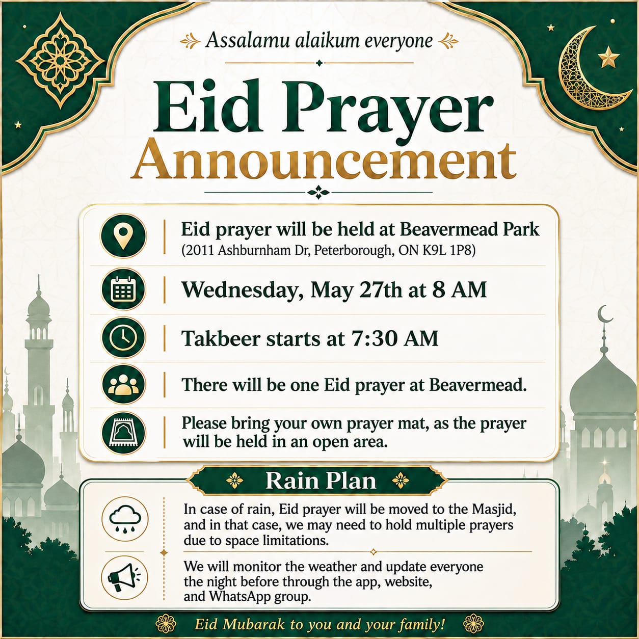 Eid Al Adha Announcement