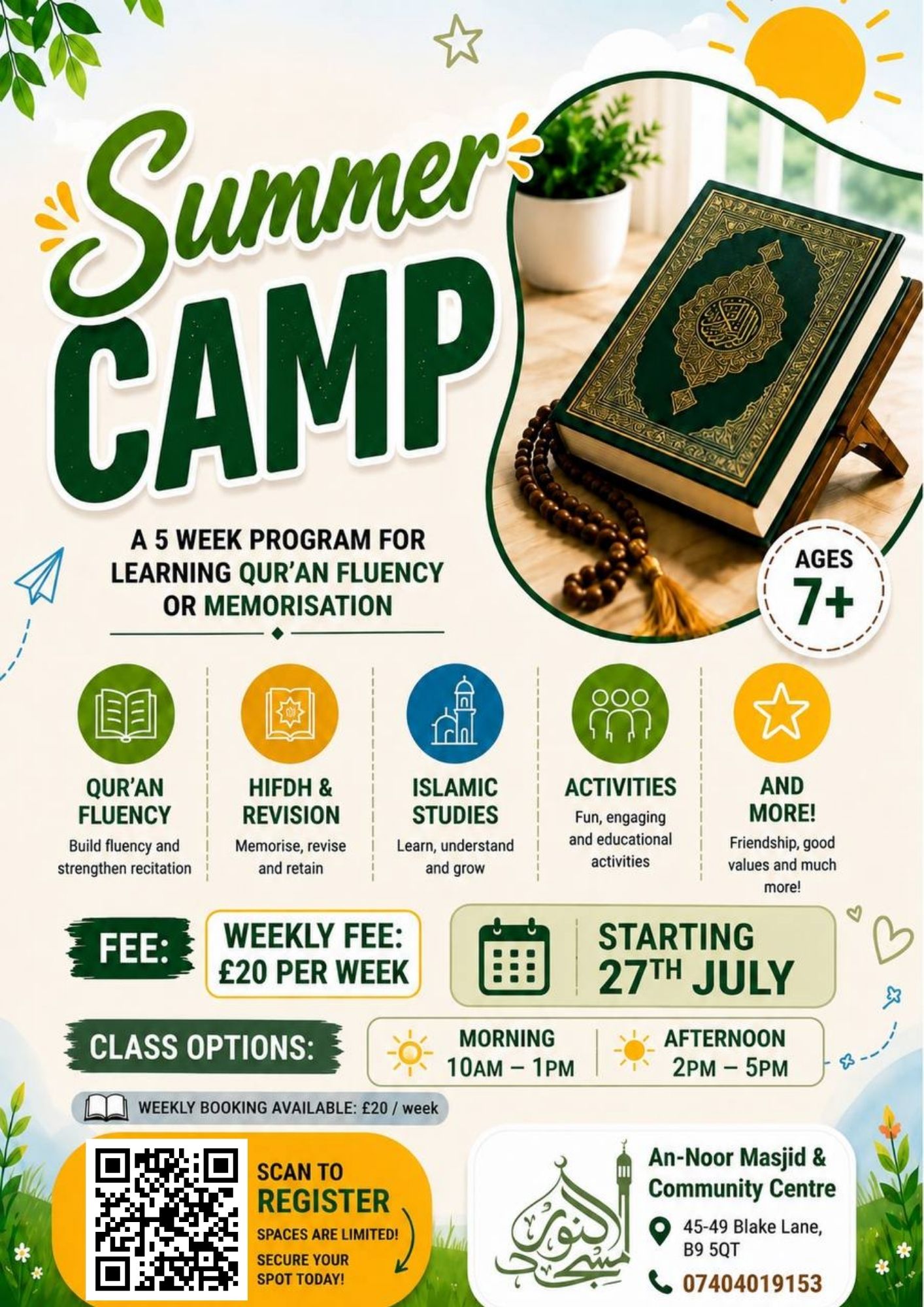 Summer Camp - Qur'an Fluency & Memorisation Summer Camp - Qur'an Fluency & Memorisation