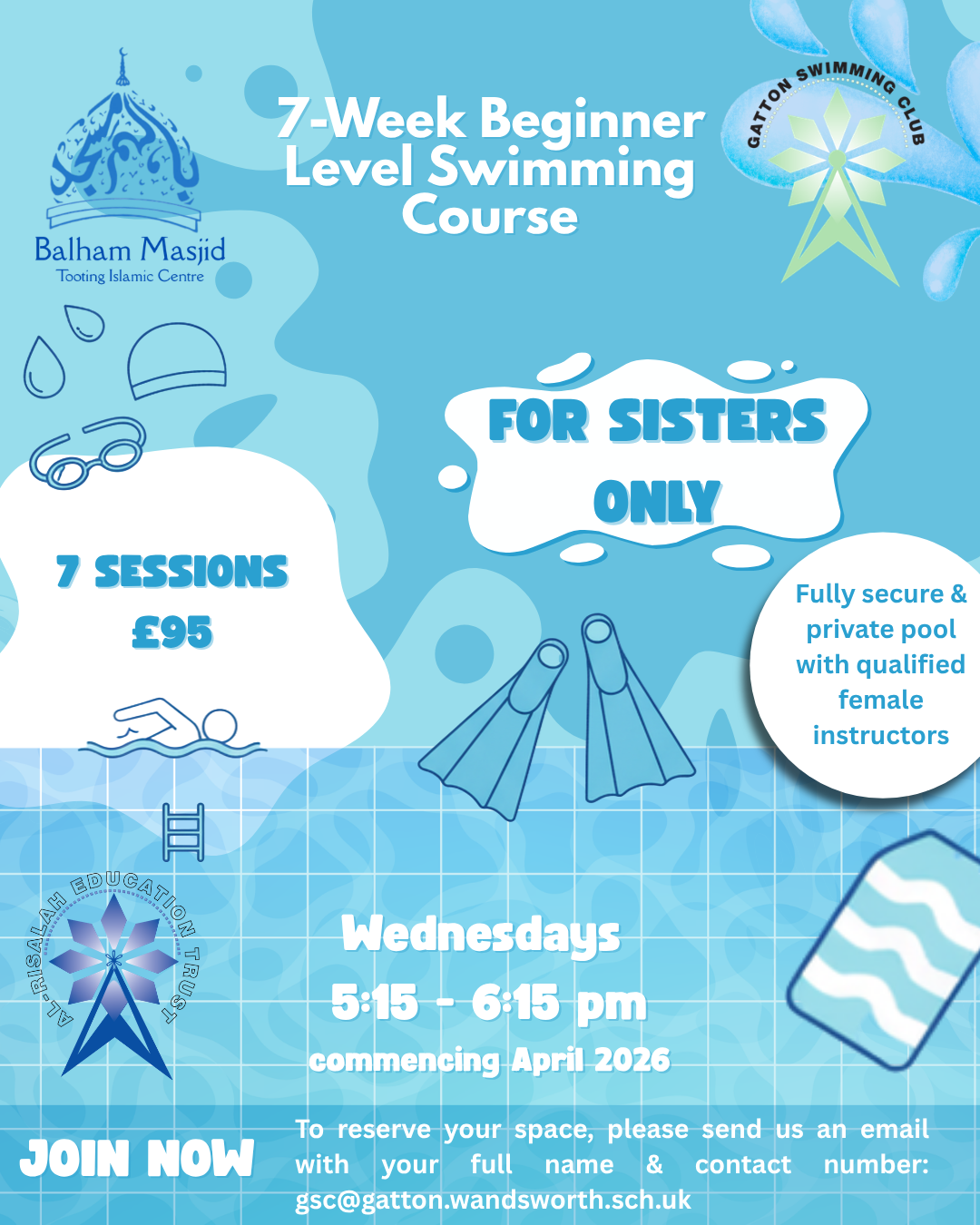 7‑Week Beginner‑Level Swimming Course — For Sisters Only 7‑Week Beginner‑Level Swimming Course — For Sisters Only