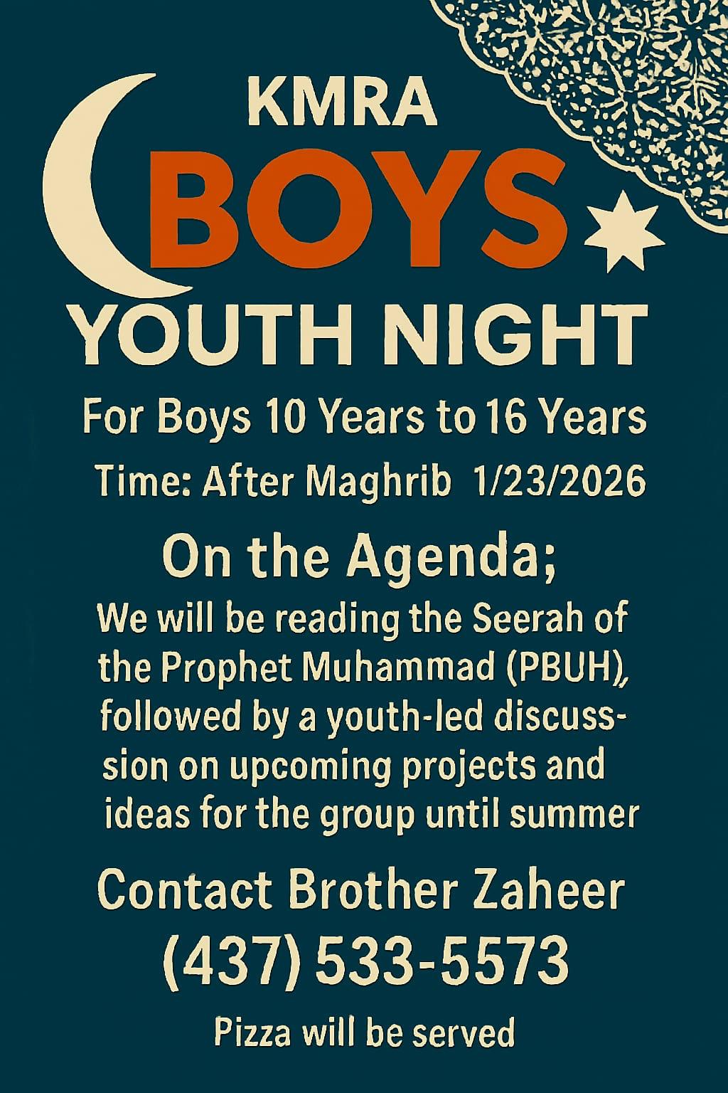 KMRA BOYS YOUTH NIGHT- "Growing with the Sunnah"