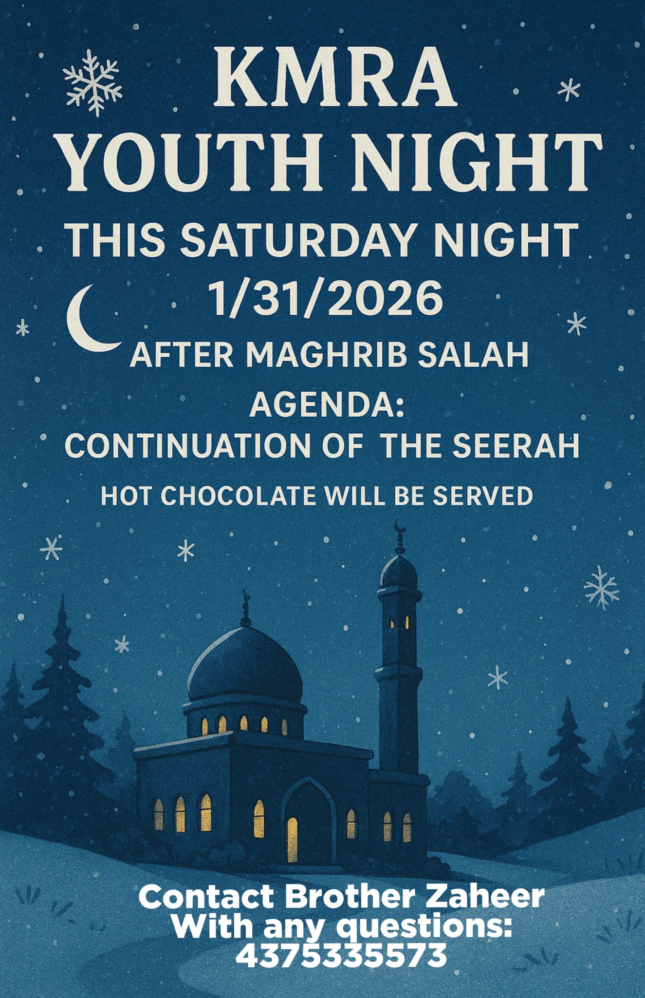 KMRA Youth Night — This Saturday Night (1/31/2026) 🌙 KMRA Youth Night — This Saturday Night (1/31/2026) 🌙