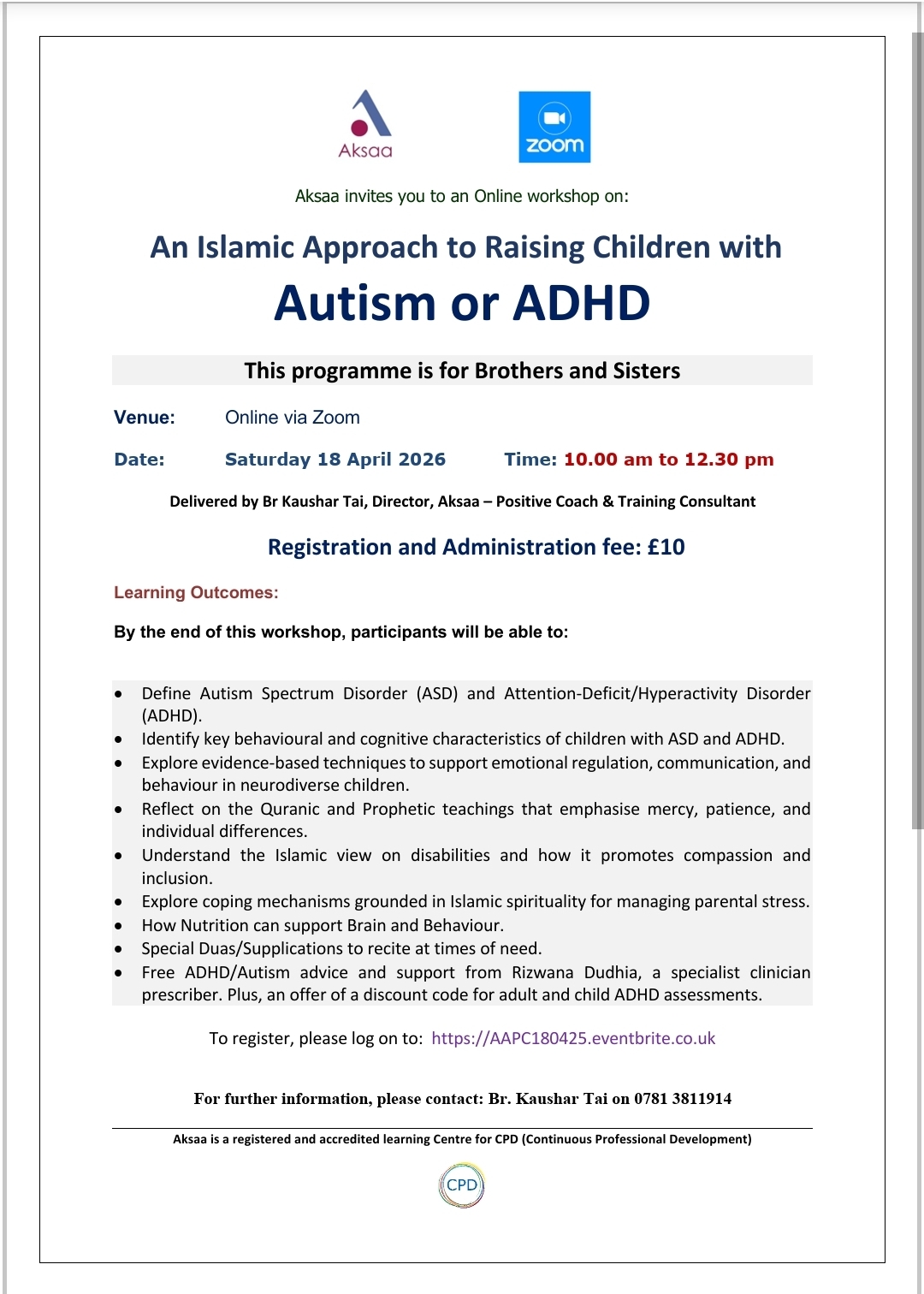 Online Workshop: An Islamic Approach to Raising Children with Autism or ADHD