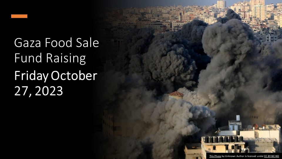 GAZA - Food Sale Fundraising  Friday October 27